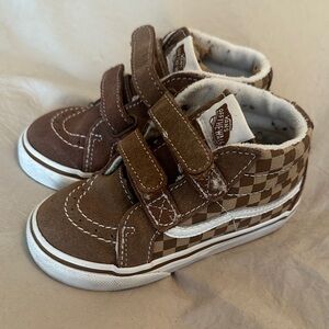 Vans Kids Brown Checkered High-Top Sneakers